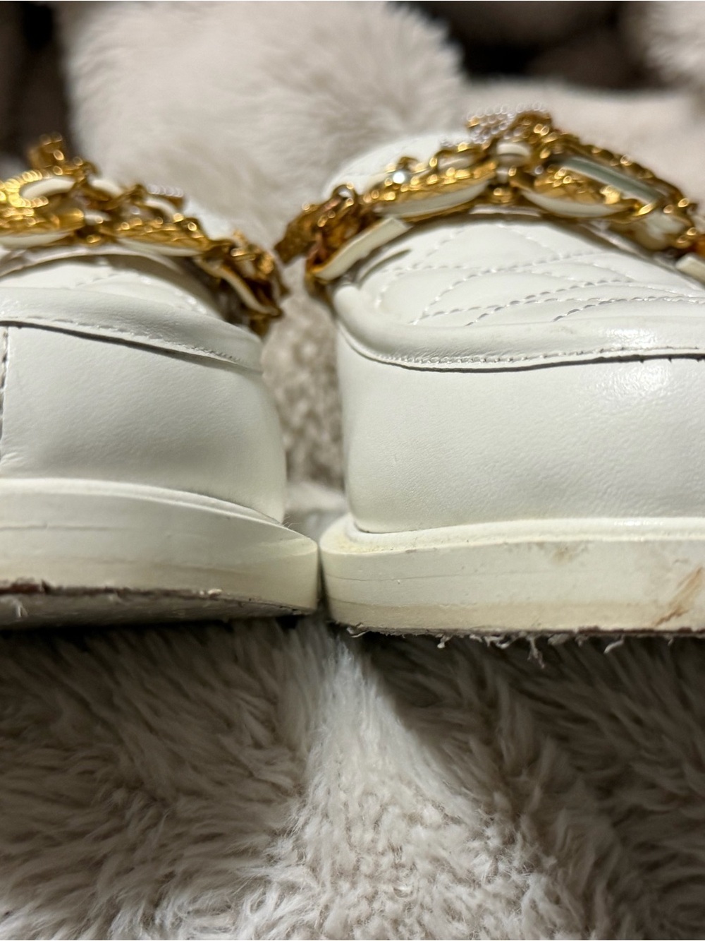 CHANEL White Quilted Leather Loafers with Gold CC Chain&Pearl Trim
Like new. - Picture 15 of 15
